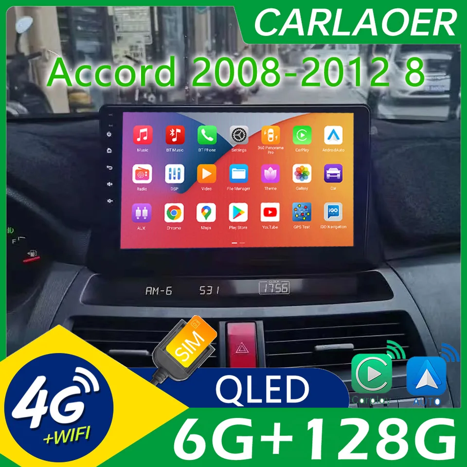 2 Din Android Auto CarPlay Car Radio Multimedia pre Top Honda Accord 2008-2012 8 Car Android Video Stereo GPS No 2Din DVD