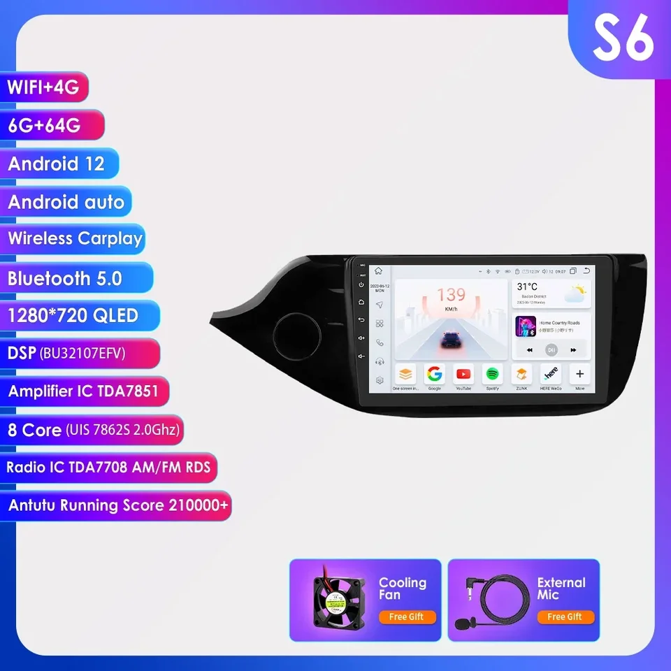 2 Din Android Auto Radio pre Kia Cee'd Ceed JD 2012-2018 Automobilie Multimedia Video Player Player Carplay Car Stereo pre Ceed JD GPS 4G