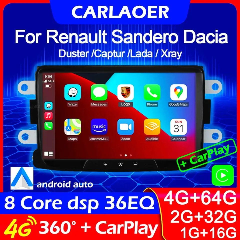 2 Din Android Car Radio pre Dacia Sandero Duster Renault Captur Lada Xray 2 Logan Navigation GPS CarPlay Auto Multimedia Player