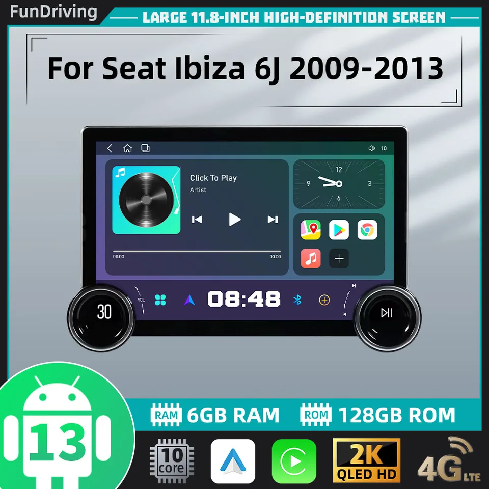 2 DIN Android Car Radio pre sedadlo Ibiza 6J 2009 - 2013 SCRES GPS navigácia Multimedia Auto Audio Player Head Unit Autoradio