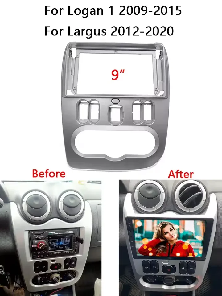2 DIN Car Radio Fascia pre Renault Logan Sandero Dacia Duster Double Din Radio Fascia Frame Adapter CD Panel Dash Trim Ráby Rádiový ráme