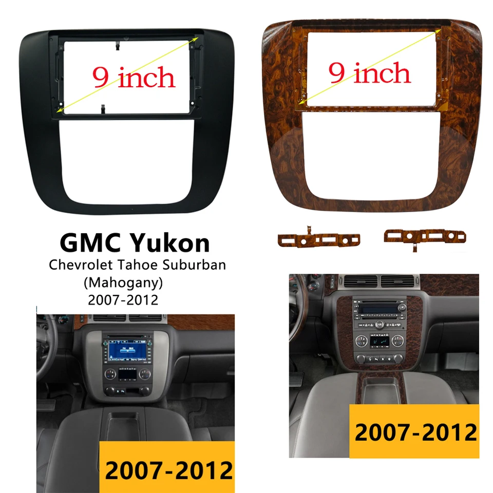 2 DVC CAR DVD Frame Audio Adapter Adapter Dash Dash Trys súpravy FACIA 9 palcov pre GMC Yukon Chevrolet Tahoe Suburban Radio Player Player