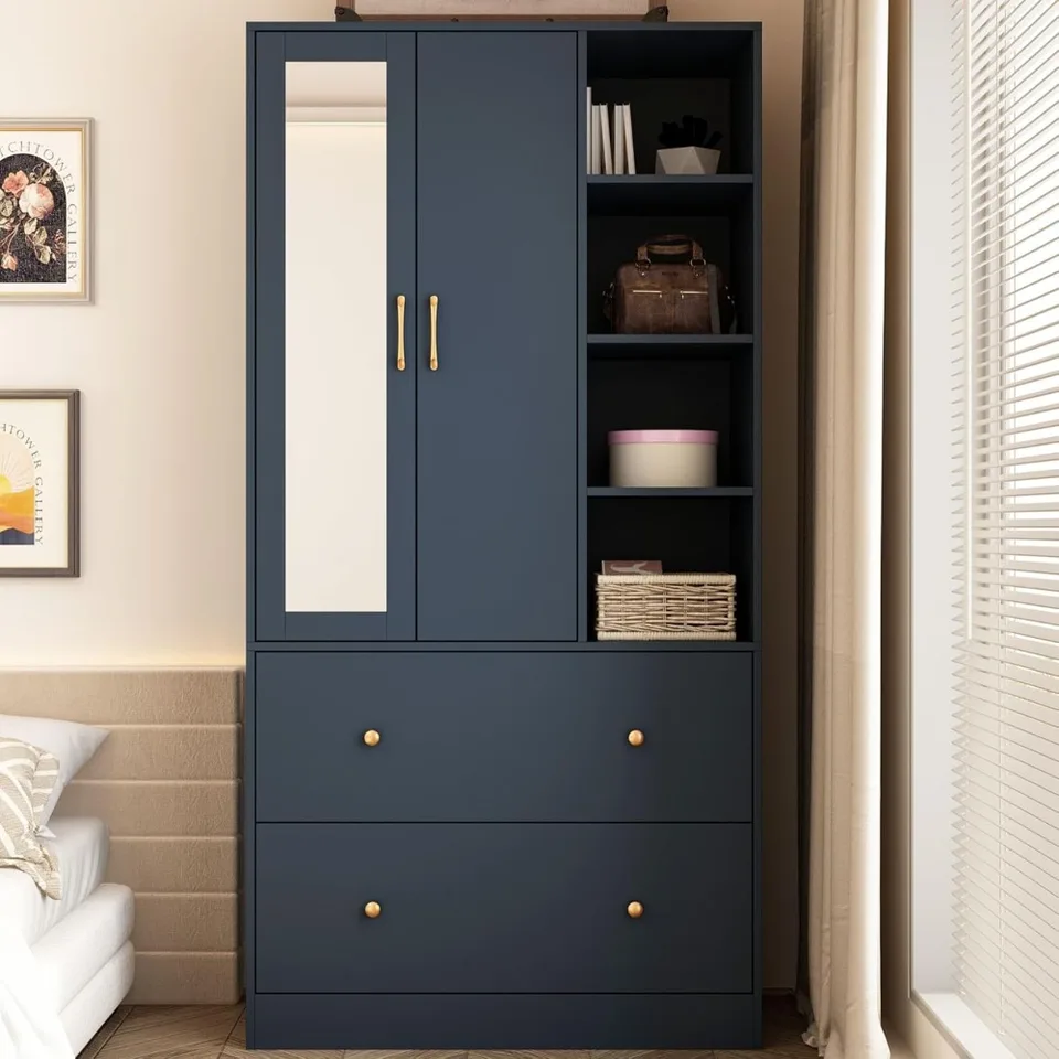 2 dvere šatníka Armoire skriňa so zrkadlom, 35,5 