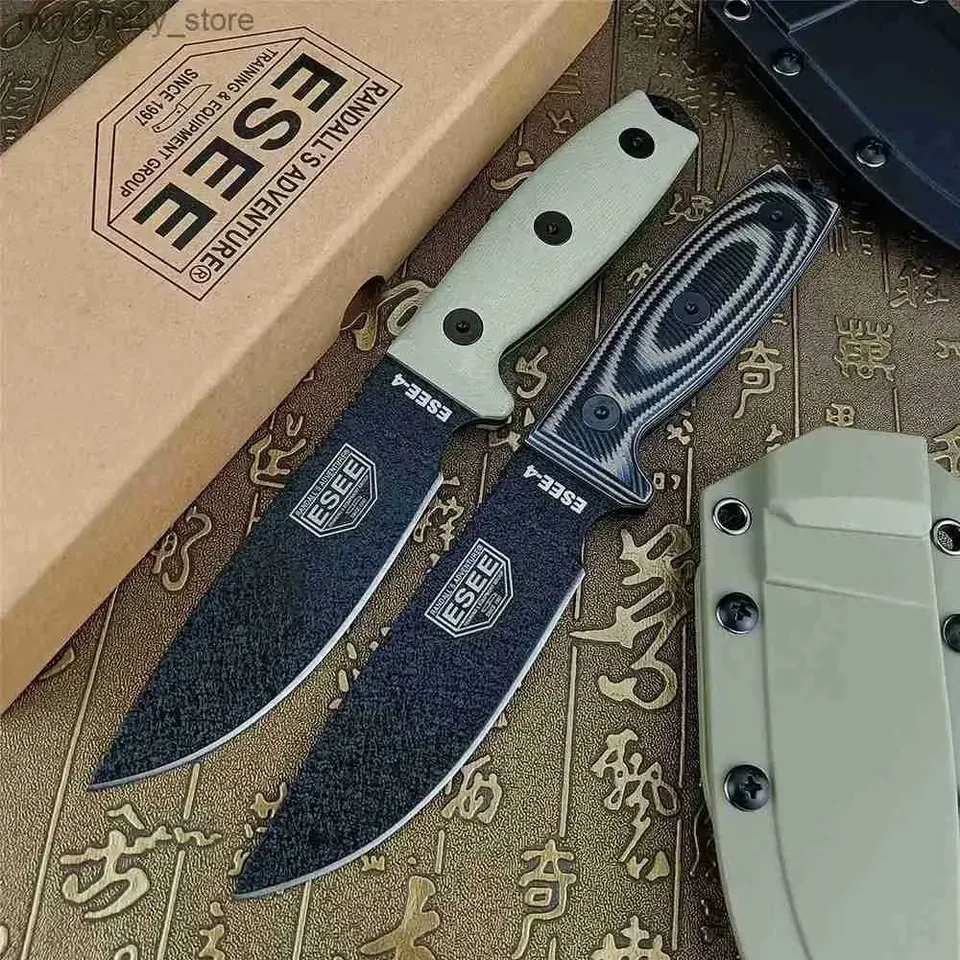2 farby ESEE-4 Fixte Blade Knife S35VN Stone Washed Blade Dvojfarebná rukoväť G10 Handle Outdoor Prežitie taktický nôž s kydexovým plášťom