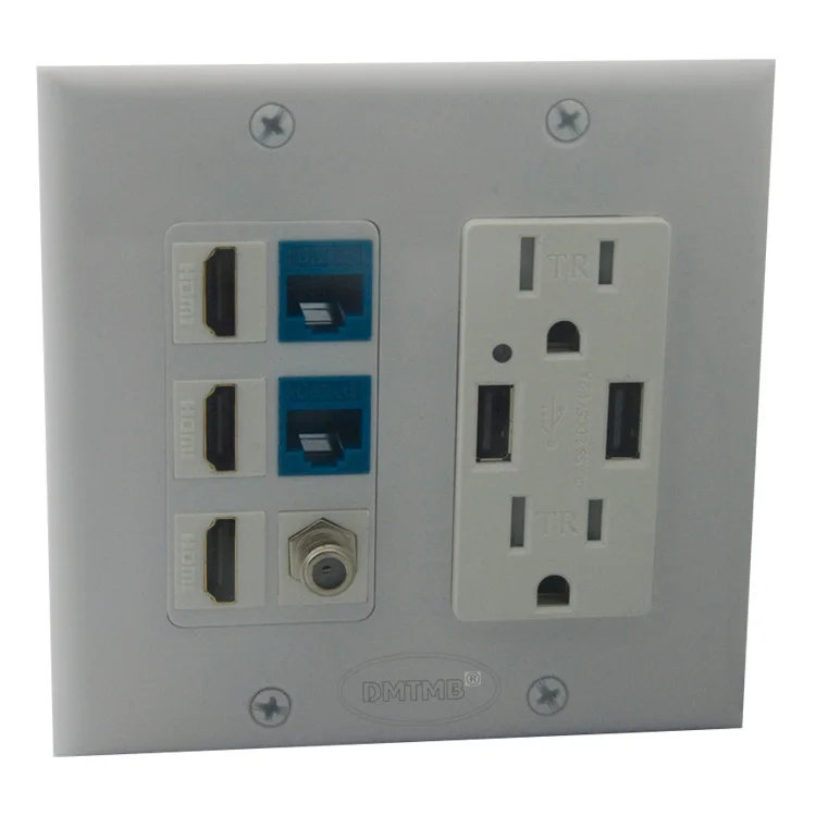 2 Gang Face Plate 3 x HDMI F hlava TV 2 X CAT6 2 x USB nabíjačka 2 x