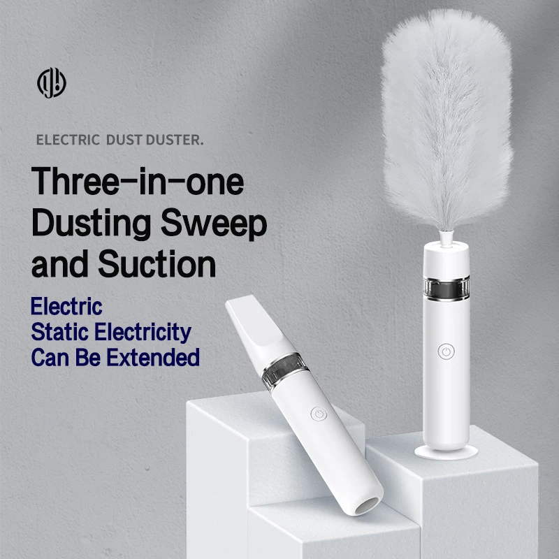 2 Gears Electric Duster Domácnosť Čistenie 360 ​​° Automatické čistenie prachu 3-v-1 Zameranie a čistiaca kefka na čistenie sacieho domu
