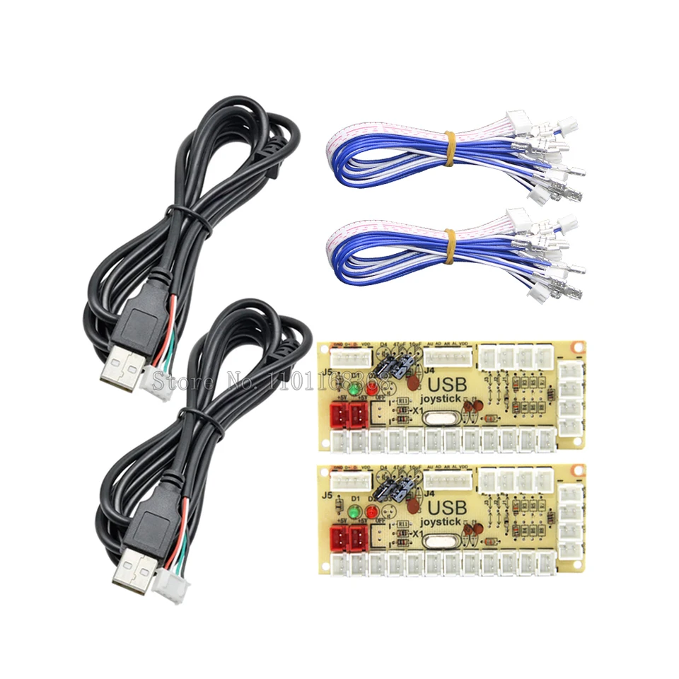 2 hráči nulové oneskorenie Arcade DIY Kit USB Encoder PC do joysticku pre 4way a 8way zips joystick s 4,8 mm/2,8 mm terminálovými linkami