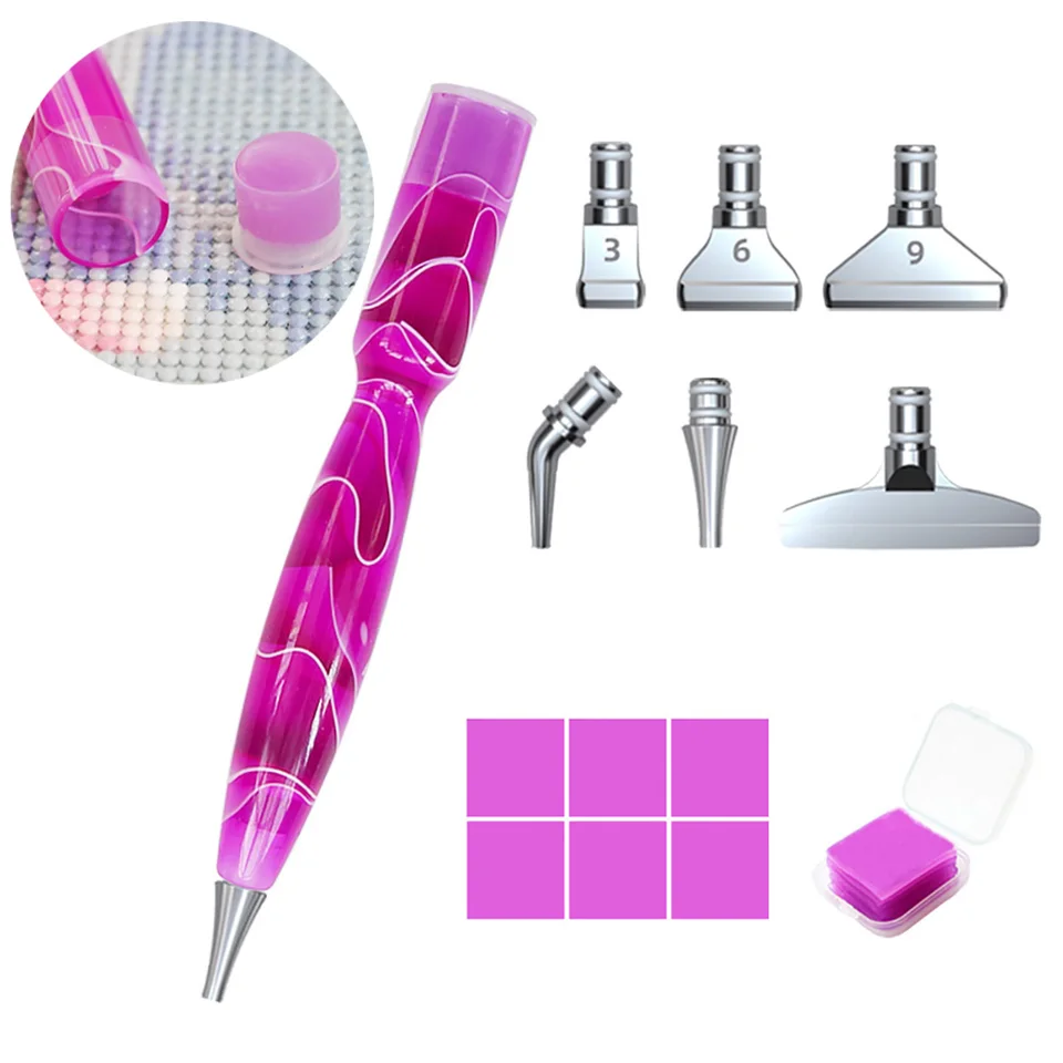 2 IN1 Resin Diamond Painting Pen Multi-Placer Zliatinový náhradný pero Penové hlavy Penové vŕtačky Pen Glue Clay Diamond maľba hodnotenia