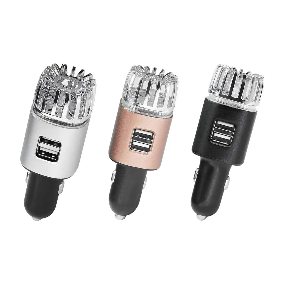 2 Ionizátor čističa vzduchu s automobilom s USB nabíjačkou 12V dymom, domácimi a potravinovými zápachmi eliminátor tichého vzduchového iónového čističa