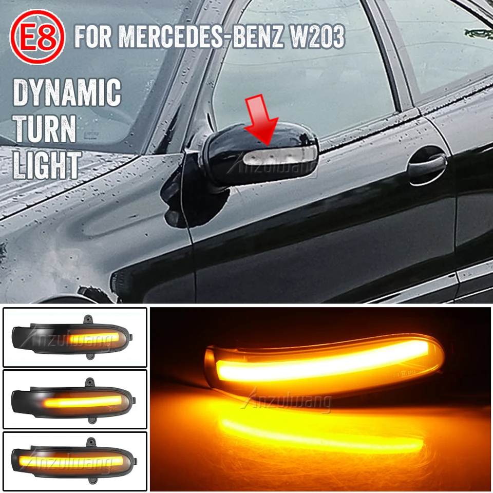 2-kiece LED tečúca zákruta sekvenčného indikátora bočného zrkadla pre Mercedes Benz C trieda W203 S203 CL203 2001-2007