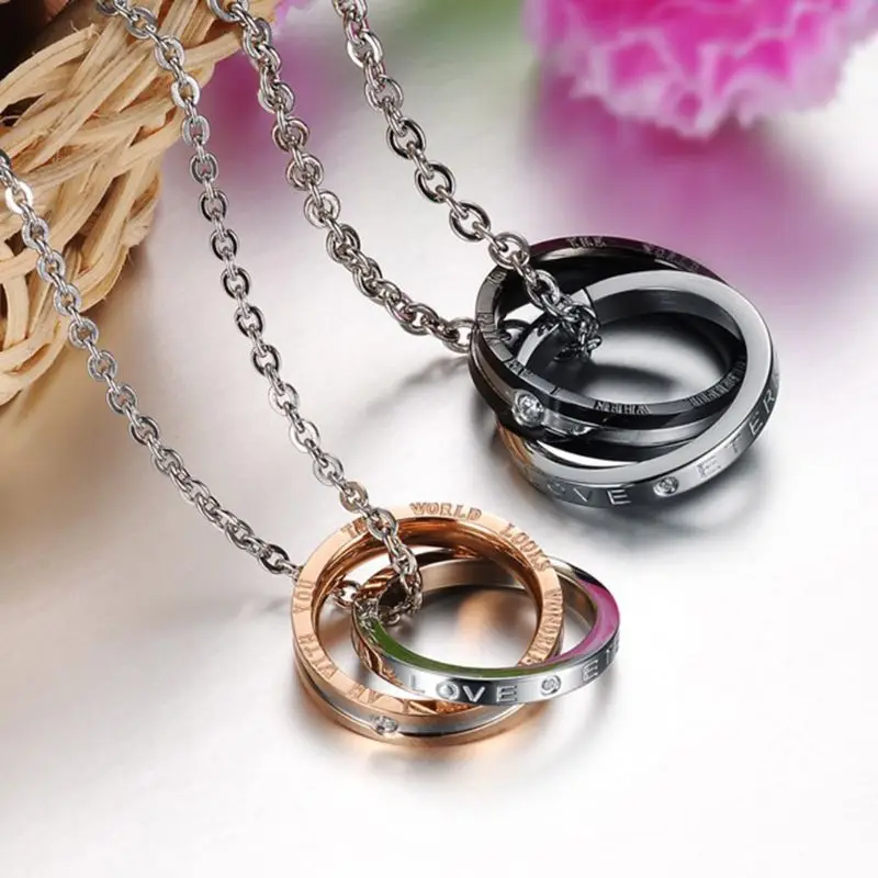 2 ks /1pc Eternal Love Buckle Páry prívesok Náhrdelník Titánový oceľový vianočný darček