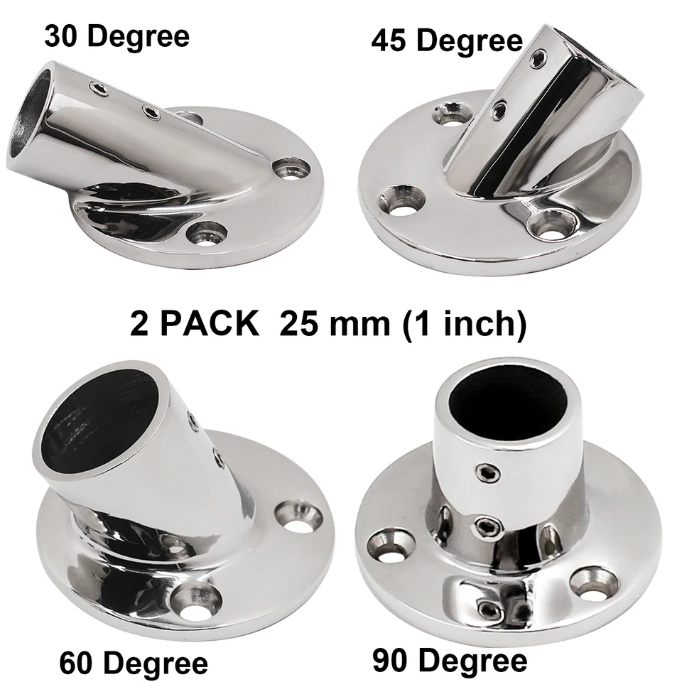 2 ks 25 mm (1 palec) nehrdzavejúca oceľ 316 zábradlia morská loď zábradlia kŕmne potrubia Base Base Stčnak 30 °/45 °/60 °/90 ° zábradlia zábradlie zábradlia