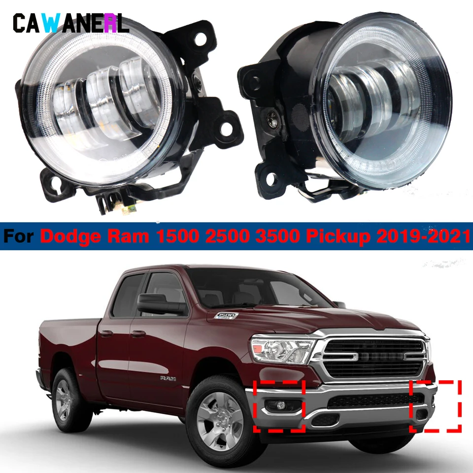 2 ks 30 W nastaviteľné auto predné LED hmlové hmlové hmlové svetlo Angel Eye DRL DENLIGHT H11 12V pre Dodge RAM 1500 2500 3500 PICKUP 2019 2020 2021