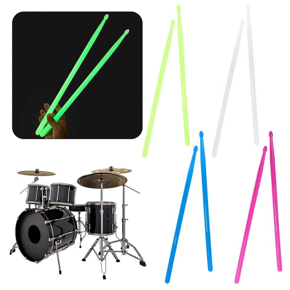 2 ks 5A Luminous Drum Stick Light Up Drum Sticks Stage Výkon Drumsticks Night Light Glow Drum Bubs pre darčeky bubeníka