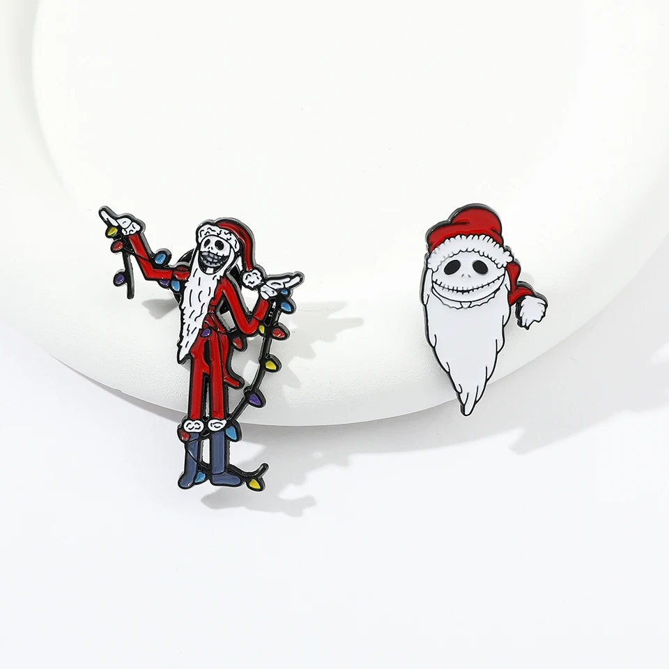 2 ks Anime nočná mora pred vianočným brošňou kreatívny Jack Jack Skallington smaltový pin batoh oblečenie šperky kovový odznak ACC