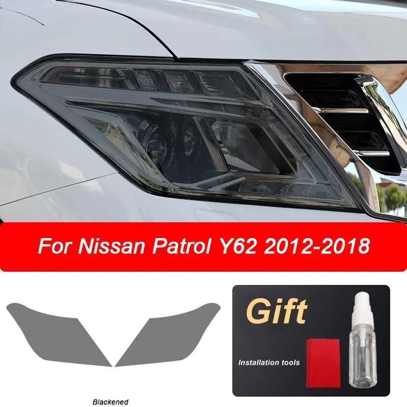 2 ks CAR Svetlomet Ochranný film Svetlík vinyl Transparentné čierny nálepka TPU pre Nissan Patrol Y62 2012-2018 Príslušenstvo