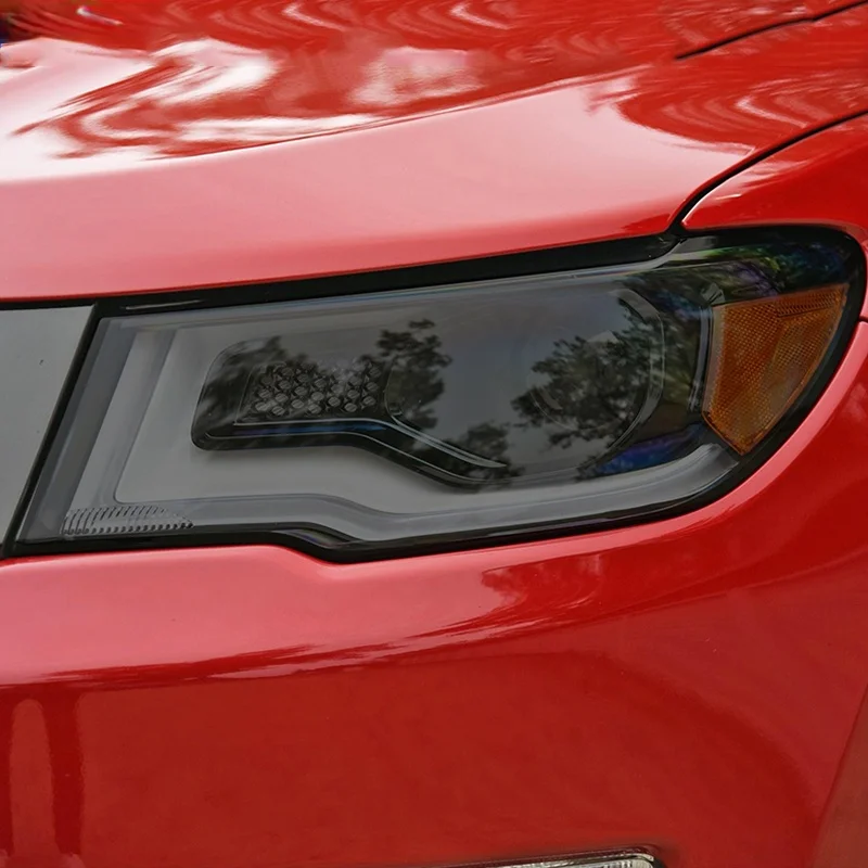 2 ks CAR Svetlomet Ochranný film Trestlam svetiel Transparentná čierna nálepka TPU pre Jeep Compass 2017 2018 2019 2020 Príslušenstvo
