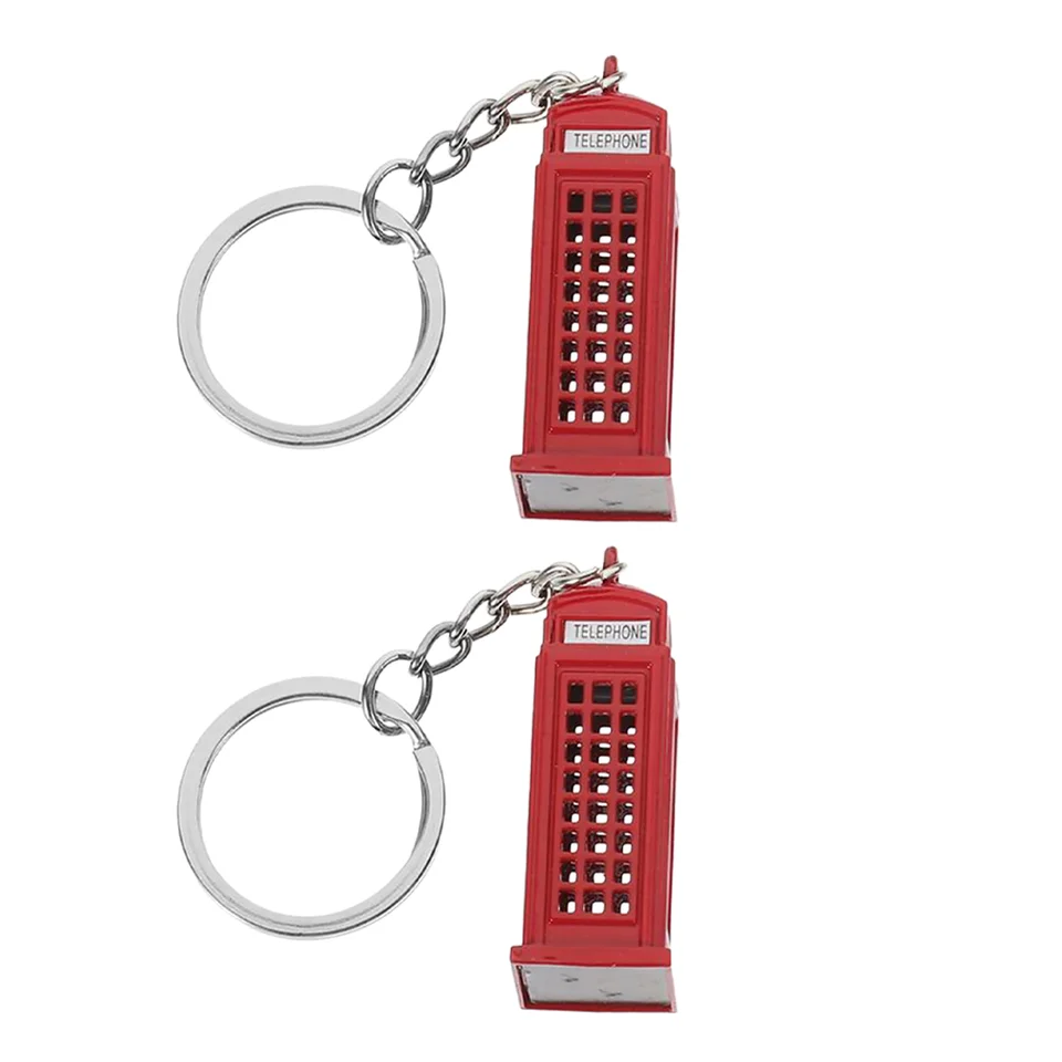 2 ks cestovné kabelky telefónny stánok Keychain Telefón Pendant London Souvesirs Present Mail Anglicko Car Keyring Red Charm Držiteľ