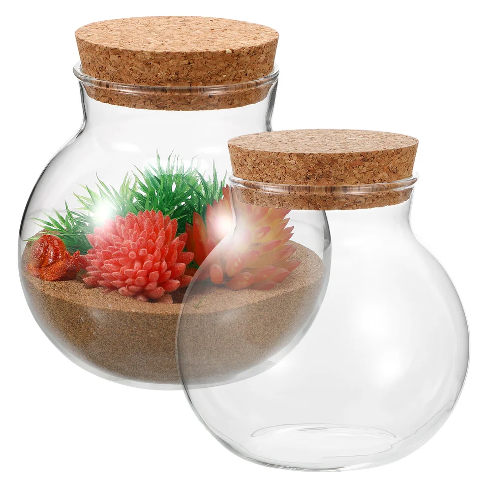 2 ks ekologické fľašové fľaše Tank Globe Clear Planters Terrárium sklo Ekologické machové držiak