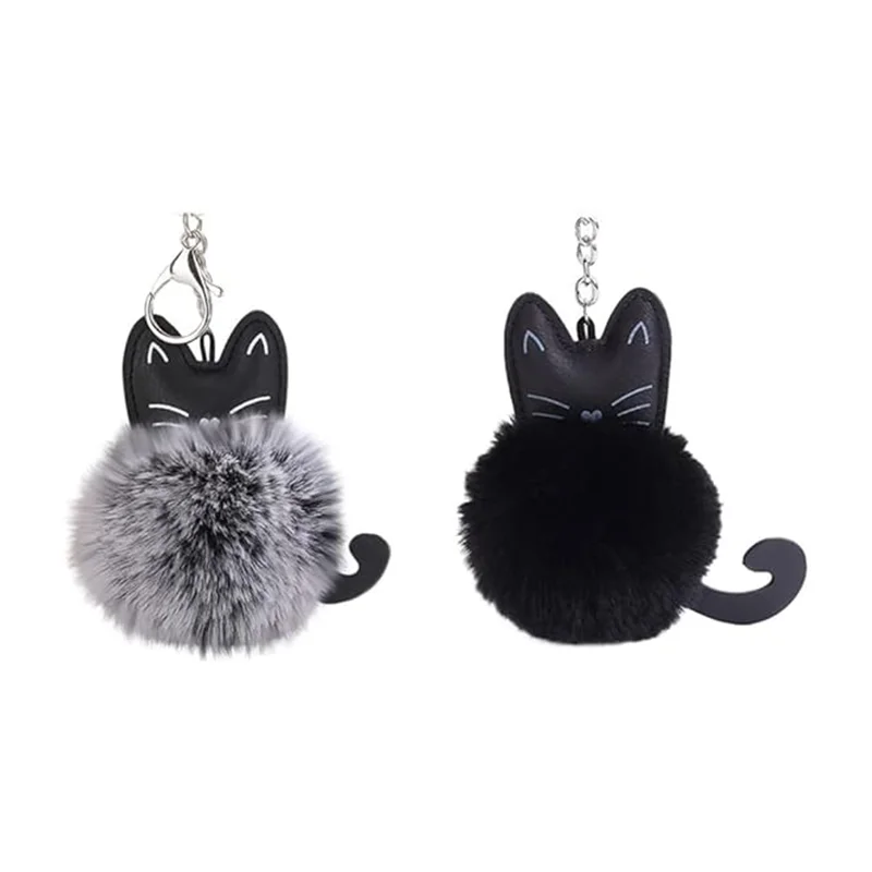 2 ks faux kožušinové loptičku Kľúč Fluffy Keychain Cute Cat Prívesok Používa sa pre ženy Dievča