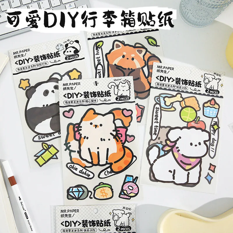 2 ks Funny nálepky pre deti zo scrapbookingu roztomilé karikatúry pre zvieratá vinylové vodotesné obtisky pre podložku pre laptop fľaše denníka