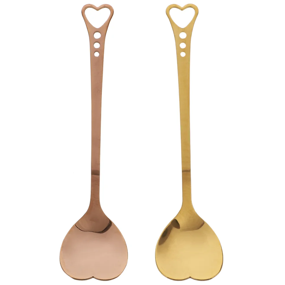 2 ks Love Spoon Cake Dezert z nehrdzavejúcej ocele vidlica ružová zlato na pokovovanie srdca v tvare srdca