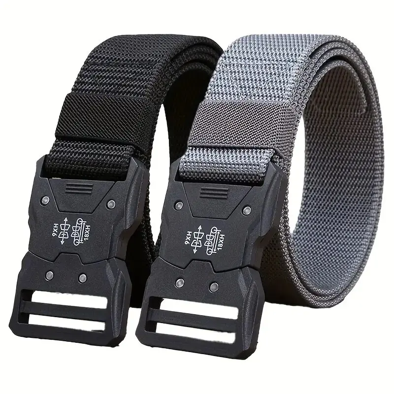 2 ks Pánske taktické nylonové pásy s rýchlymi sponami, odolnými športovými a príležitostnými pásmi v páse, pravidelnou veľkosťou.