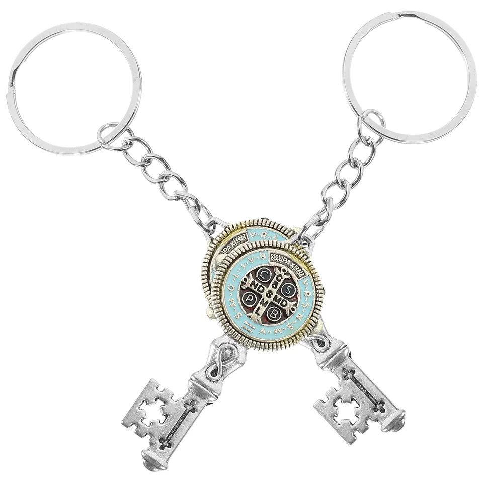 2 ks Saint Benedict Keychain Medal v tvare moslimské dekoratívne kovové kúzlo batohu pre tašku