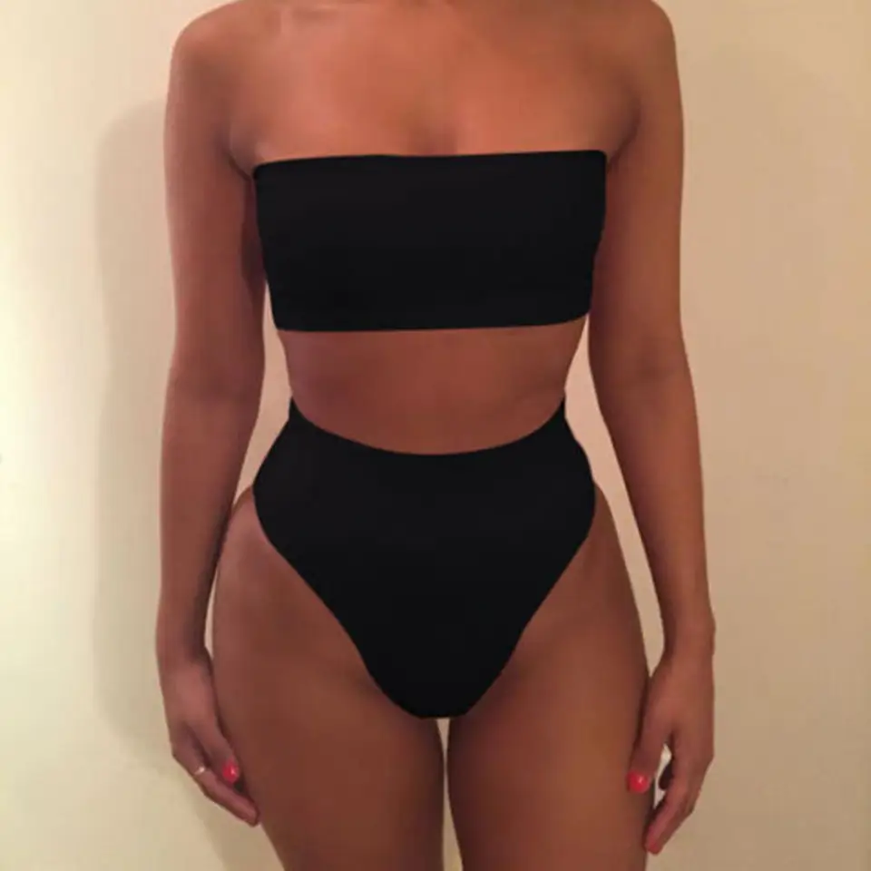 2 ks/set bikiny súpravy pevná farba elastické ženy Suimwear High Pase Beless Summer Lady Svietiky na kúpanie