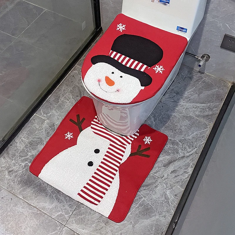 2 ks/set karikatúra vianočné toaletné sedadlá poťahy Santa Claus Snowman Elk Elk Kúpeľne Matky Vianoce dekorácie pre domáci novoročné darčeky Navidad