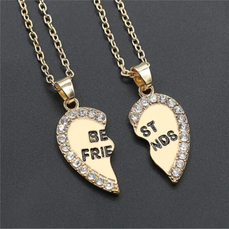 2 ks/set Love English Pendant Zliatina Ozdobia módne najlepšie priatelia náhrdelník Srdce Dobrí priatelia Choker Vyhlásenie náhrdelník