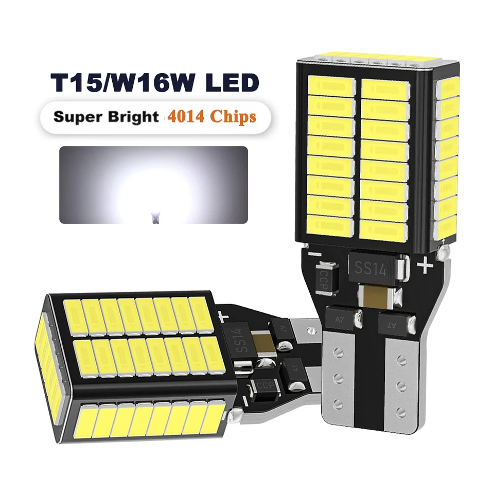 2 ks T15 W16W 921 LED žiarovky CANBUS 12V-24V 54SMD 6500K Biela vysoká vysoký výkon T16 TACH SIGMICKY SIGNALS SIGMS ZÁKLADNÉ ZADARMO