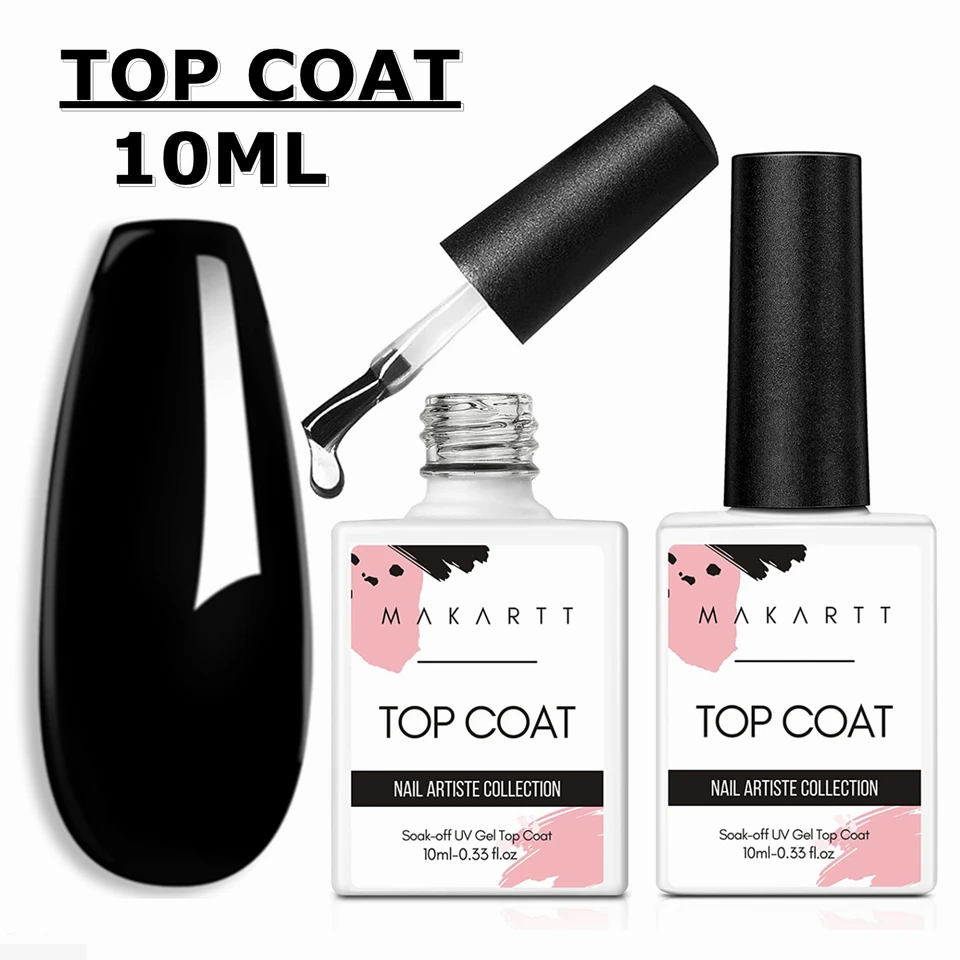 2 ks Top Coat Kit, Makartt namočenie nechtového gélu bez utierky, vrchný náter 10 ml pre UV LED gély lak poľa