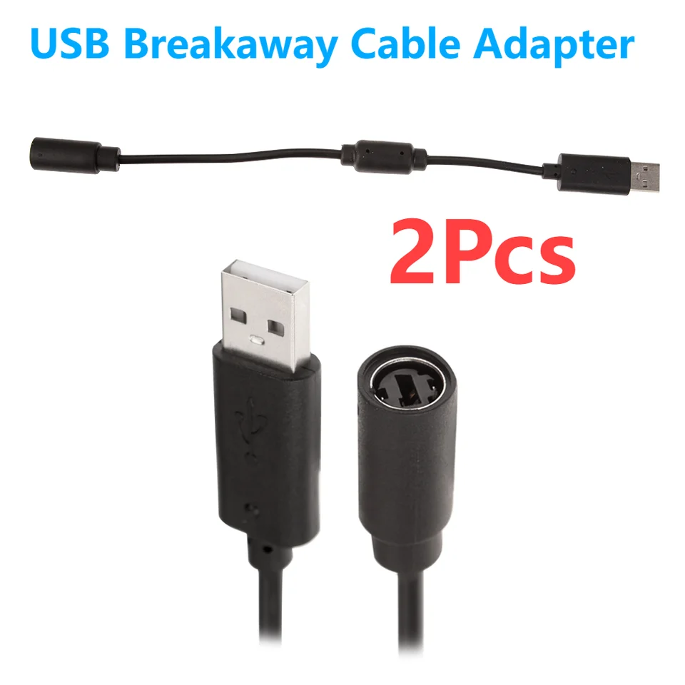 2 ks USB Breathaway Adapter Kábel pre ovládače káblových ovládačov Xbox 360