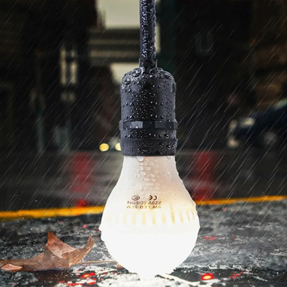 2 ks vodotesné vodotesné E27 držiak svetla držiaka Energia špirálovej medi držiak PVC 30 cm napájací kábel Connector Outdoor