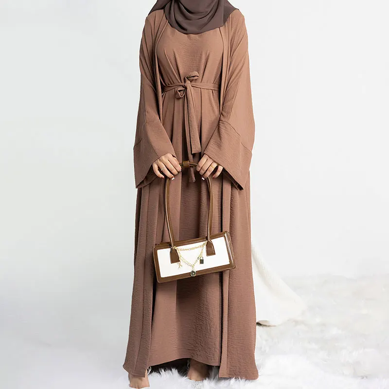 2 kusové abaya dlhé šaty pre ženy ramadan jazz crepe islamský odev hidžáb rúž Dubaj turecký večierok kaftan outfit moslim