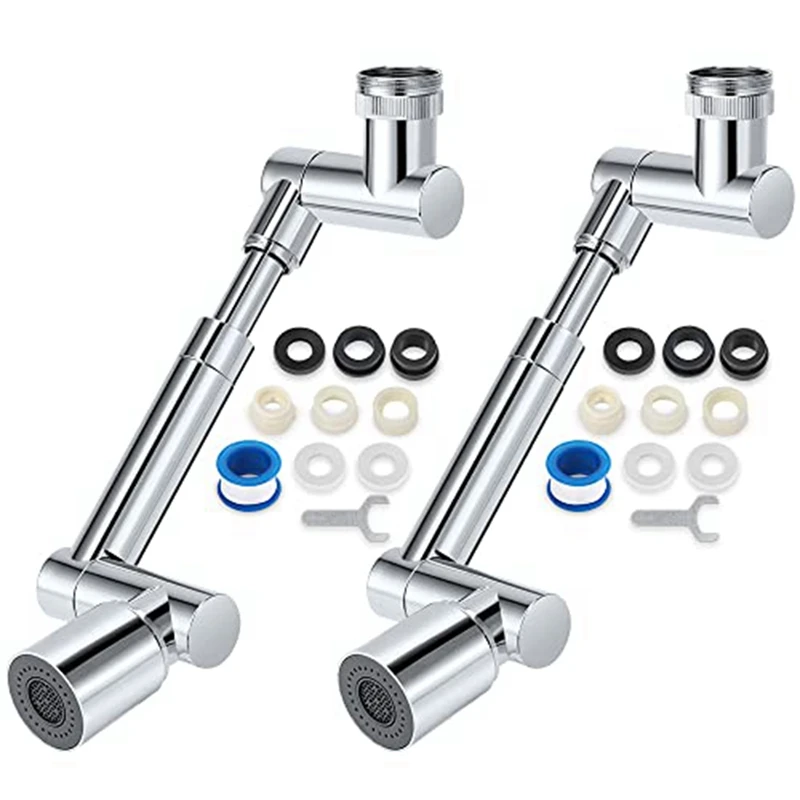 2 kusy Faucet predlžovacie otočné rameno Faucet Extension 2 Spray Patterns 1080 stupňa Rotačné robotické rameno
