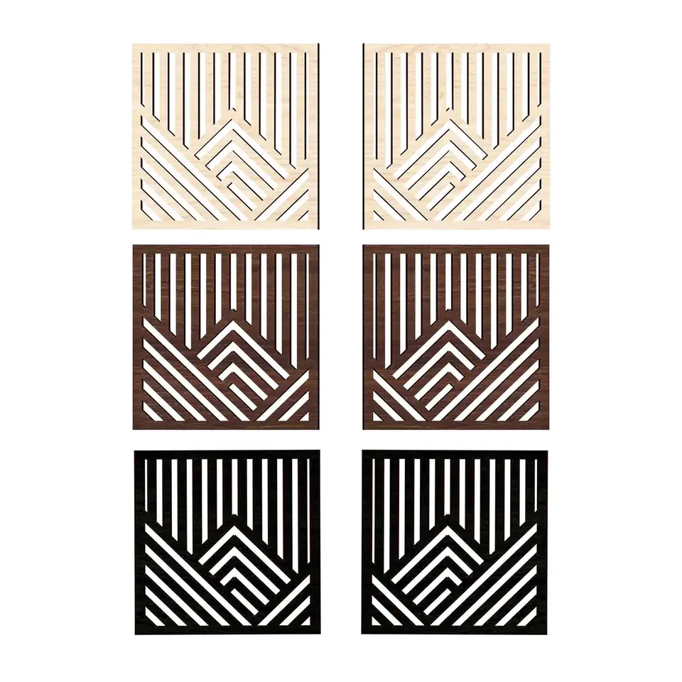 2 kusy Geometrické drevené nástenné umenia, minimalista, 11.81''x11.81 '' Wood Wall
