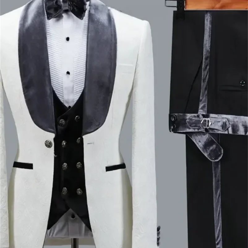 2 kusy kvetinové bundy Men Sun Slim Fit Svadobné smokingové námornícke modré zamatové klošné klopne Groom Party Suits kostým Homme Best Man Blazer