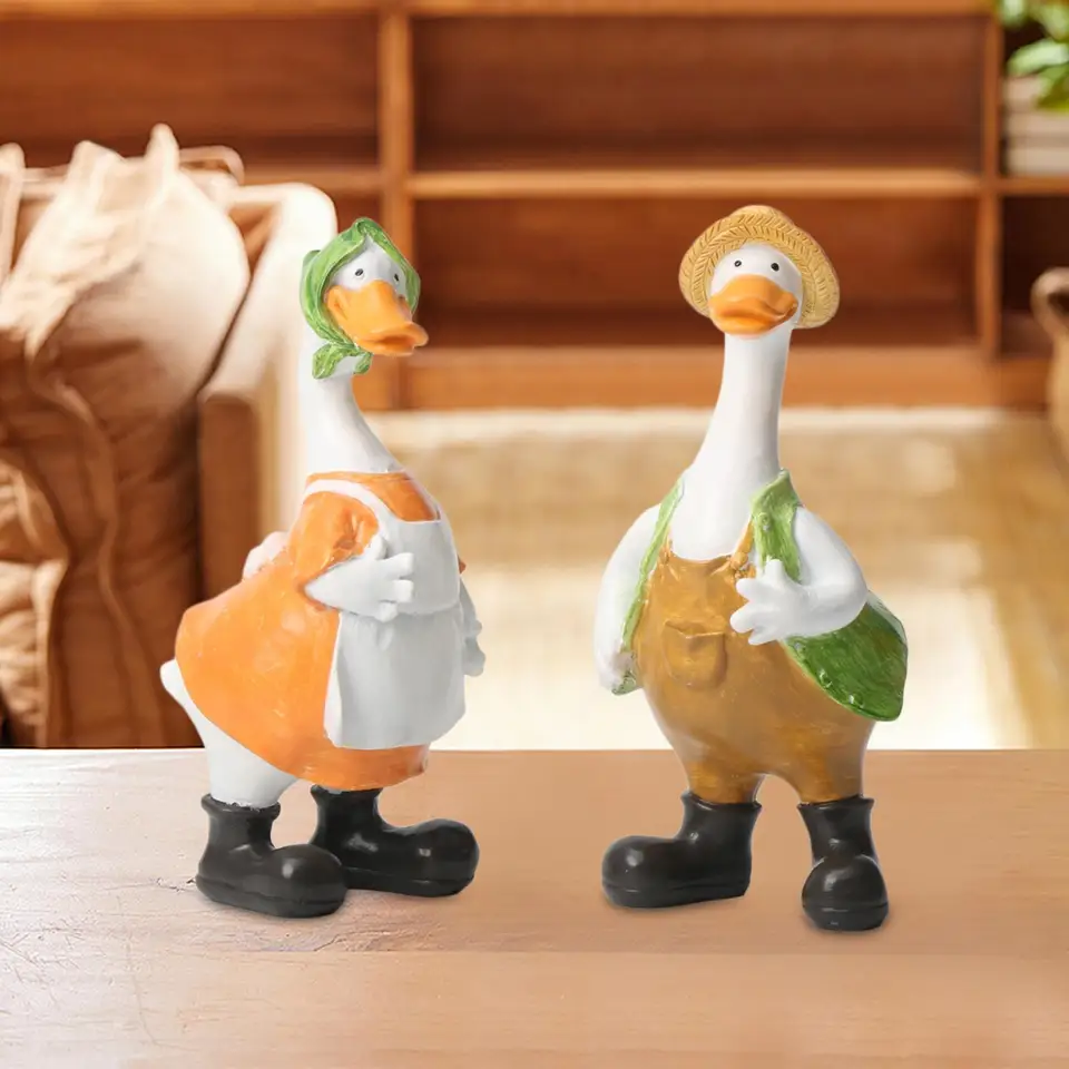 2 kusy pár kačice sochy svadobný darček živici stolný ornament Ornament Garden socha pre micro krajinnú knižnicu stôl mimo dvora