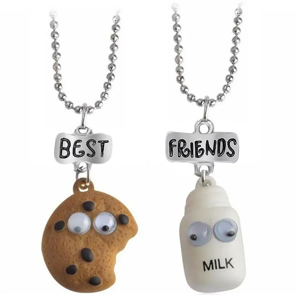 2 kusy / sada mini oreo sušienok a káva prívesok Náhrdelník Najlepší priateľ cookies