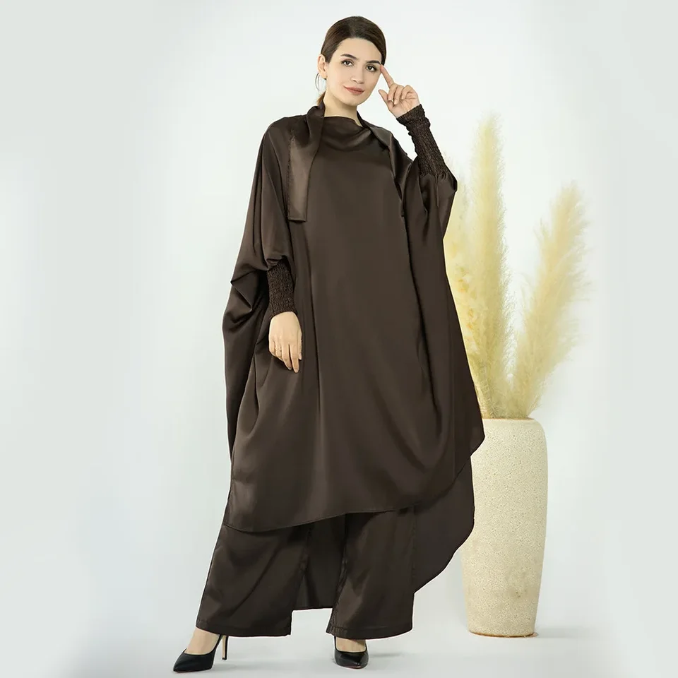 2 kusy Sada moslimských žien modlitebné odevy s kapucňou Tops Pants Islamský khimar abayas nad hlavou hidžáb