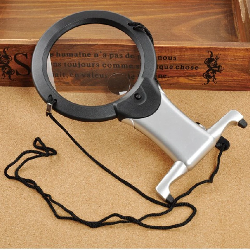 2 LED osvetlenie zväčšovacie sklenené ruky zadarmo Loupe osvetlený