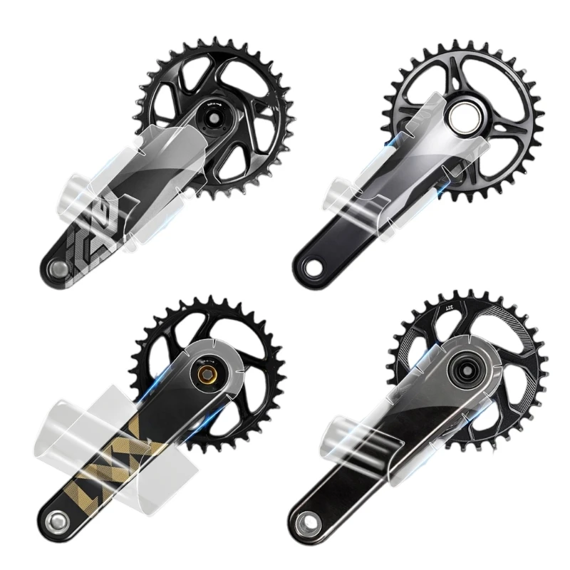 2 listy bicyklov kľukové nálepky, bicykle Crank Arm Protective Film Transparentné bicykle kľukové nálepky bicykle chrániče kľukových bicyklov