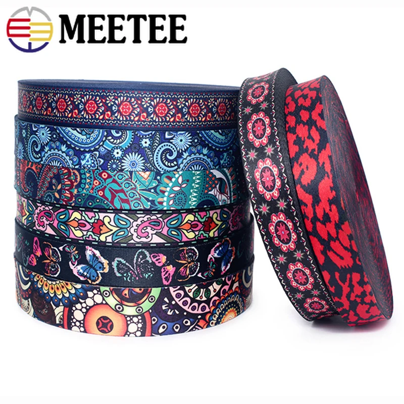 2 metrov Meettee 38 mm etnický jacquard stuha Nylon Webbing for Bag Plap Bat Tape DIY textilné oblečenie dekorácie šijacie príslušenstvo