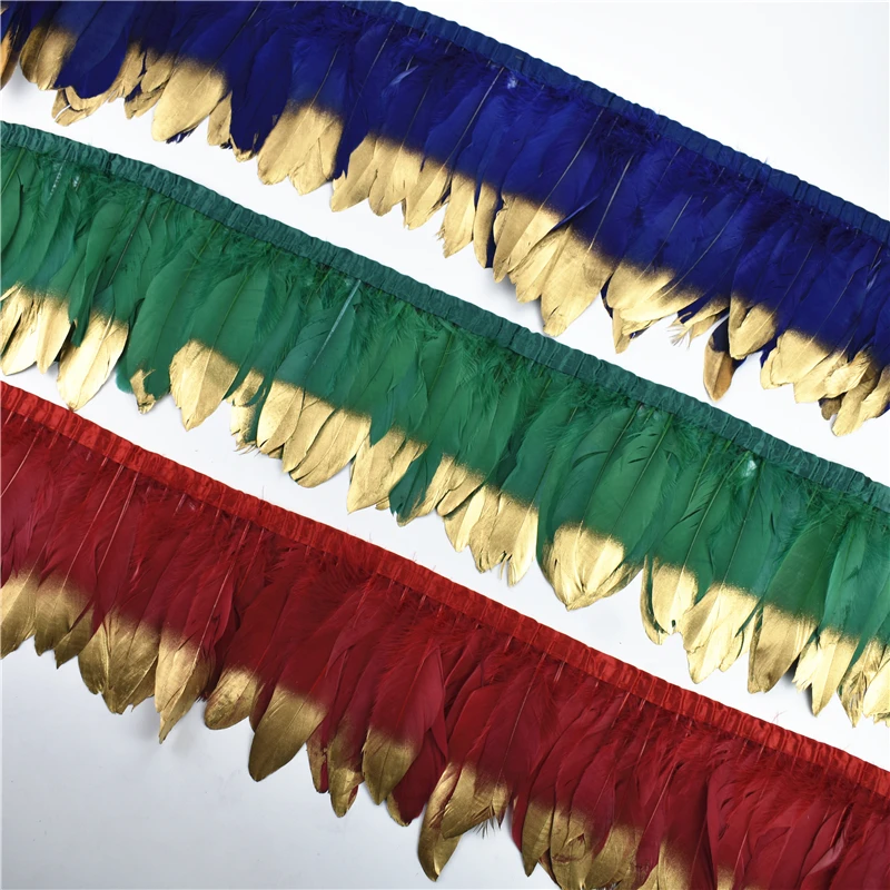 2 metrov zlaté strieborné husacie perie orezanie na páske Fringe Ribbon Feather for Crafts oblečenie oblečenie sviatočné výzdoba dekorácie