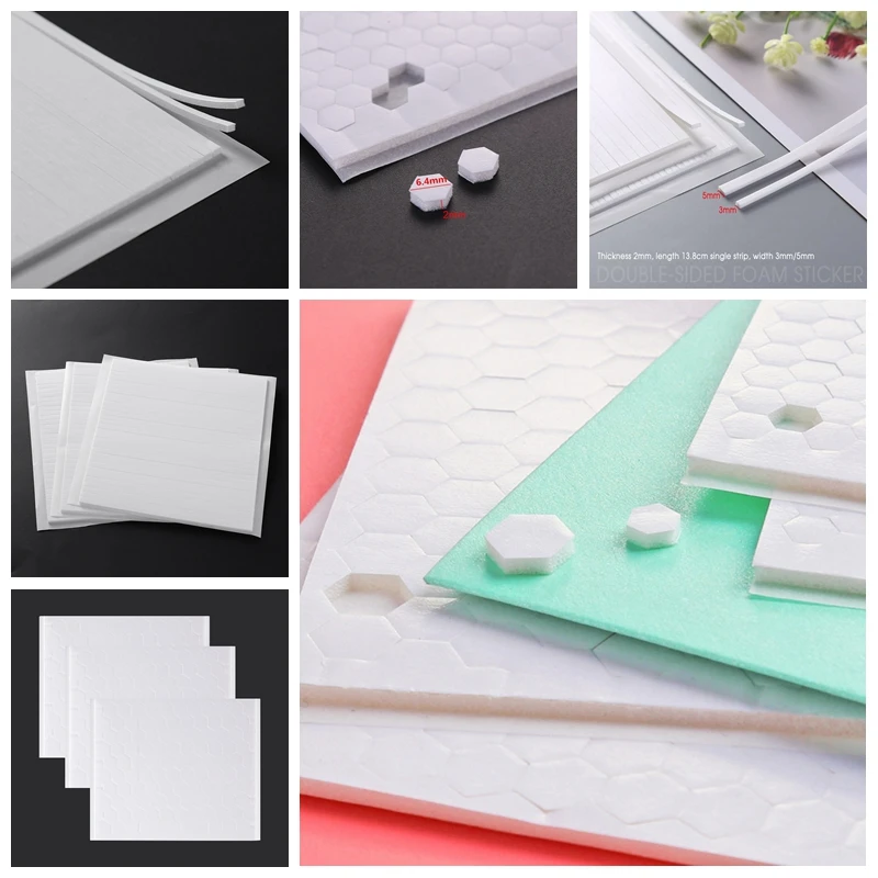 2 mm hrubá 6,4 mm /10 mm šírka šesťuholníka 3D obojstranné lepiace penové prúžky pre DIY Shaker Card Making Craft Craft