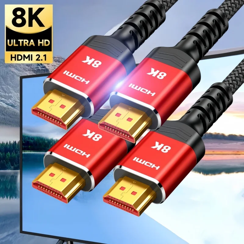 2-palec 8k HDMI 2,1 káblov, 48 GBPS vysokorýchlostná pletená šnúra-4K@120Hz 8k@60 Hz, kompatibilné s Roku TV/PS5/PS4/HDTV/RTX 3080 3090