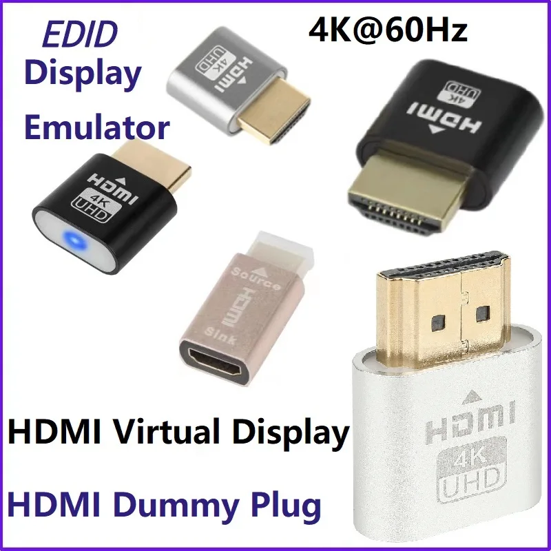 2 PCS HDMI DUM) DIMICKÝ DIZAJN Emulátor Virtuálny monitor bezhlavý displej DRC EDID EDID EVID Virtuálny adaptér bezhlavý duch