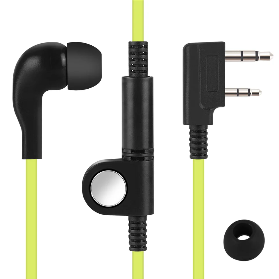 2 Pin rezance v štýle uší slúchadlá slúchadla k zátky slúchadlá pre slúchadlá pre baofeng UV5R BF-888S UV5R Radio Green Wire